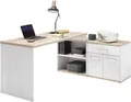 Eckschreibtisch BEGA OFFICE "Romance", weiß (weiß, eiche san remo nachbildung), B:140cm H:76cm T:130cm, Tische, Eckschreibtisch, im Landhaustil, mit Sideboard, 140x130 cm