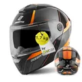Bogotto Ezion Klapphelm, schwarz matt/orange, XL