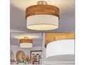 hofstein Deckenleuchte »Campitello« Deckenlampe aus Metall/Holz/Stoff, Nickel-matt/Natur/Weiß, ohne Leuchtmittel, Leuchte im skandinavischen Design, Ø30cm, 2xE14