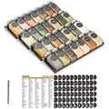 SpaceAid Gewürz-Schubladen-Organizer mit 28 Gewürzgläsern, 386 Gewürz-Etiketten, 4-stöckiger Gewürzregal-Einsatz für Küchenschubladen, 33 cm breit x 44,5 cm tief