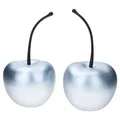 MamboCat Pottery Pots 2er Set Kirsche in Silber matt Größe XS I (LxBxH) 17x15x31cm I wetterfeste Deko-Früchte für Haus & Garten I Accessoire aus Fiberglas, Fiberstone I Herbst, Weihnachten
