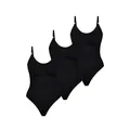SMILODOX Bodysuit Damen 3er Pack Nysa, Bauchweg Shapewear, Formbody für Frauen, atmungsaktives Materialien mit Verstellbarer Trägern, Stringbody mit schönem Rückenausschnitt, Eleganter V-Ausschnitt