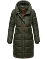 MARIKOO Damen Winter Jacke Stepp Parka Mantel Winterjacke warm gefüttert Yuikoo XS-XXL (DE/NL/SE/PL, Alphanumerisch, S, Regular, Regular, Dunkel Olive)