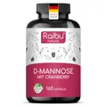 Raibu D-Mannose Kapseln mit Cranberry - 2100 mg D Mannose pro Tagesdosis - 160 Kapseln hochdosiert - Vegan, natürlich, rein & ohne Zusätze in Deutschland produziert & laborgeprüft