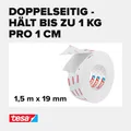 Montageband doppelseitig 150cmx19mm, 10kg stark, tesa, für Tapeten & Putz
