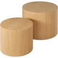 Tectake 2Er Set Couchtische Danny Rund Eichefurnier  48 x 48 x 38 cm Eiche Hell