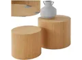 tectake® 2er Set Couchtische, rund, furnierte MDF-Platte, bodenschonende Filzgleiter