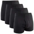 HERMKO Retro Boxer (Pack, 4er) Bio-Baumwolle Feinripp Pagen mit Eingriff hoher Weichbund schwarz D 8 = EU XXL