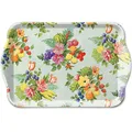 Melamin Tablett ca. 13 x 21 cm Blumen und Obst, Flowers and Fruits Green,Kaffee, Tee Serivce