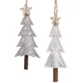 Filz Tannenbäume Christbaumschmuck Weihnachtsdeko mit Holzsternen, 6 Stück