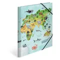 3 bis 30x HERMA Eckspannermappe "Tiere Weltkarte", Karton, DIN A4 BIS 59% RABATT