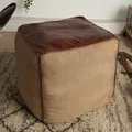 Retro Sitzpouf MUSTANG 45cm Leder Sitzwürfel Sitzhocker Sitzpuff Fußhocker Pouf