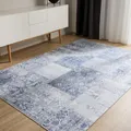 benuta Basic Waschbarer Teppich George - Blau 60x120 cm - Kunstfaser - Rechteckig & im Style: Vintage, Ethno-Style, Shabby Chic - Pflegeleicht für Wohnzimmer Schlafzimmer