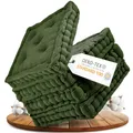 Gräfenstayn® 4er-Set Sitzkissen Stuhlkissen 40x40x8cm für Indoor und Outdoor aus 100% Baumwolle Dicke Polsterung Steppkissen/Bodenkissen (Khaki)
