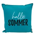 heimtexland ® Outdoor Deko Kissen 45x45 mit Füllung Garten Lounge Dekokissen wasserabweisend wetterfest Outdoorkissen Gartenkissen Bedruckt Typ906 Petrol