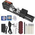 VEVOR Mini Drehbank 96W Drechselbank Max. Drehdurchmesser 70mm Drechselmaschine Spindeldrehzahl 4250–8500U/min Kopierdrechselbank mit 7-Gang-Einstellung Drehbank mit komplettem Zubehör