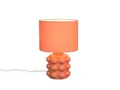 meineWunschleuchte Retro Tischlampe mit Stoffschirm und Keramik Lampenfuß Orange, Höhe 30cm