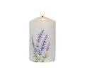 Lumineo LED-Kerze, LED Kerze 7x14,5cm Lavendel Motiv Wachs Batterie Weiß