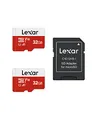 Lexar Micro SD Karte 32GB 2er Pack, Speicherkarte Micro SD mit Adapter, Bis zu 100 MB/s Lesegeschwindigkeit, UHS-I, U3, A1, V30, C10, 4K UHD microsdxc SD Karte für Kamera, Smartphone, Switch
