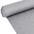 ANRO Gummimatte Riffelmatte Meterware 3mm Riffelblech Gummiläufer Riffelblechmatte als Werkstattboden, Bodenbelag, Werkbank Auflage, Gummi Matte für Anhänger, Garage Grau 360 x 100cm