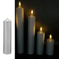 5 LED Kerzen XL aus Echtwachs mit realistischer Flamme - Nur mit 6 Stunden Timerfunktion nutzbar (Taubenblau)