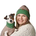 Hunter Hundepullover Odense, Strickpullover für Hunde, weich & elastisch, mit hohem Kragen, Partnerlook mit Mütze, waschbar, Farbe: beige/grün, Größe: 30