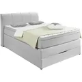 Carryhome Boxspringbett, Silber, Textil, H2 + H3, 7-Zonen, Höhe ca. 20 cm, 120x200 cm, Topper durchgehend, Schlafzimmer, Betten, Boxspringbetten
