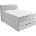 Boxspringbett - silber - H2/H3 - mit Topper - Bettkasten - 120x200 cm