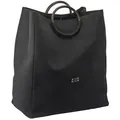 Aquanova Wäschekorb Jada, Schwarz, Textil, Echtleder, 85 L, rechteckig, 50x60x30 cm, Tragegriffe, Ordnen & Aufbewahren, Wäschekörbe & Tonnen