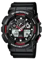 G-SHOCK Chronograph, Quarzuhr,Armbanduhr,Herrenuhr,digital, bis 20 bar wasserd.Resinarmband schwarz-rot