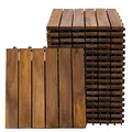 etc-shop Holzfliese Akazie 30 x 30 cm Terrassenplatten Klicksystem Außen Klickfliesen Balkon Terrassenfliesen Holz, wetterfest, H 2,5 cm, 18er Set
