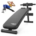 TREX SPORT Sit Up Bank Hantelbank klappbar TX-050B | Trainingsbank Schrägbank mit Beinstrecker, Griffen | Bauchtrainer & Rückentrainer für zuhause - Schwarz