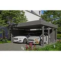 SKANHOLZ Carport "Friesland Set 3", BxT: 557 x 555 cm, Firsthöhe: 254 cm, lasiert - grau