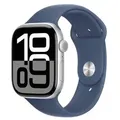 APPLE Watch Series 10 GPS 46mm Silver Aluminium Case with Denim Sport Band - S/M