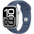 APPLE Watch Series 10 GPS 46mm Silver Aluminium Case with Denim Sport Band - S/M