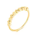 Anti-Stress Ring aus 925 Sterlingsilber mit drehbaren Glitzer-Kugeln, Dekompression Entspannungs-Helfer mit Perlen zum Drehen für Frauen und Damen, Angstring Beruhigend & Therapeutisch (Gold, 52)