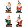 Unbekannt 4 Lustige Gartenzwerge GNOME 18cm Gartenzwerg Gartenfigur