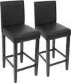 2er-Set Barhocker Barstuhl M37 Kunstleder schwarz, dunkle Füße