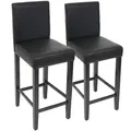 2er-Set Barhocker Barstuhl M37 Kunstleder ~ schwarz, dunkle Füße