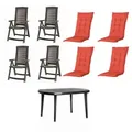 Gartentischgruppe Aruba/Elise 9-tlg. Grau/Rot