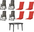 Jardin Garten-Essgruppe "Aruba + Elise", graphit, B/H/T: 90cm x 137cm x 108cm, Farbe Auflagen: rot