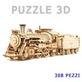 Puzzle 3D Holz Sammlung Modell Skala 1:80 Zug Vintage Lok + Waggon