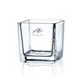 Teelichtglas CUBE 8 cm, Würfelförmiges Windlicht, Teelichthalter, Kerzenglas