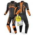 Bogotto Misano 2-Teiler Motorrad Lederkombi, schwarz/orange, 48