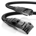 CSL - CAT8.1 Netzwerkkabel 40 Gbits - 7,5m - Baumwollmantel - Black Series - LAN Kabel Patchkabel RJ45 - CAT8 Gigabit Ethernet Cable - 40000 Mbits - S/FTP PIMF Schirmung - kompatibel zu CAT6 CAT7