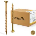 STRÜBER Holzschrauben mit Torx-Antrieb (6,0 x 260 mm / 100 Stück) Holzbauschrauben mit TX-Buchse - Spanplattenschrauben Gelb verzinkt - Senkkopfschrauben für Dachkonstruktionen - Universalschrauben