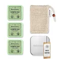 Störtebekker® Premium Duschset - Festes Shampoo Aloe Vera (x3), Sisalsäckchen + GRATIS Seifendose Aluminium - Shampoo Bar Set für Haare, Kopfhaut & Bart - Handgefertigt in Seifenmanufaktur