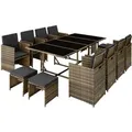 Tectake Rattan Sitzgruppe Palma Für 8 Bis 12 Personen Widerstandsfähig  53 x 53 x 87 cm Natur Dunkelgrau