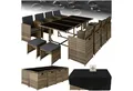 tectake Sitzgruppe garten lounge set palma mit schutzhülle und kissen, (Rattan Lounge Set Palma, 12-tlg., in natur/dunkelgrau), leicht zu reinigen, abwaschbar und wetterfest