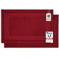 Komfortec 2er Badvorleger aus 100% Baumwolle, 600 GSM, Duschvorleger, Waschbar, Badteppich, Saugfähig, Frottee, 50x70 cm, Aurorarot